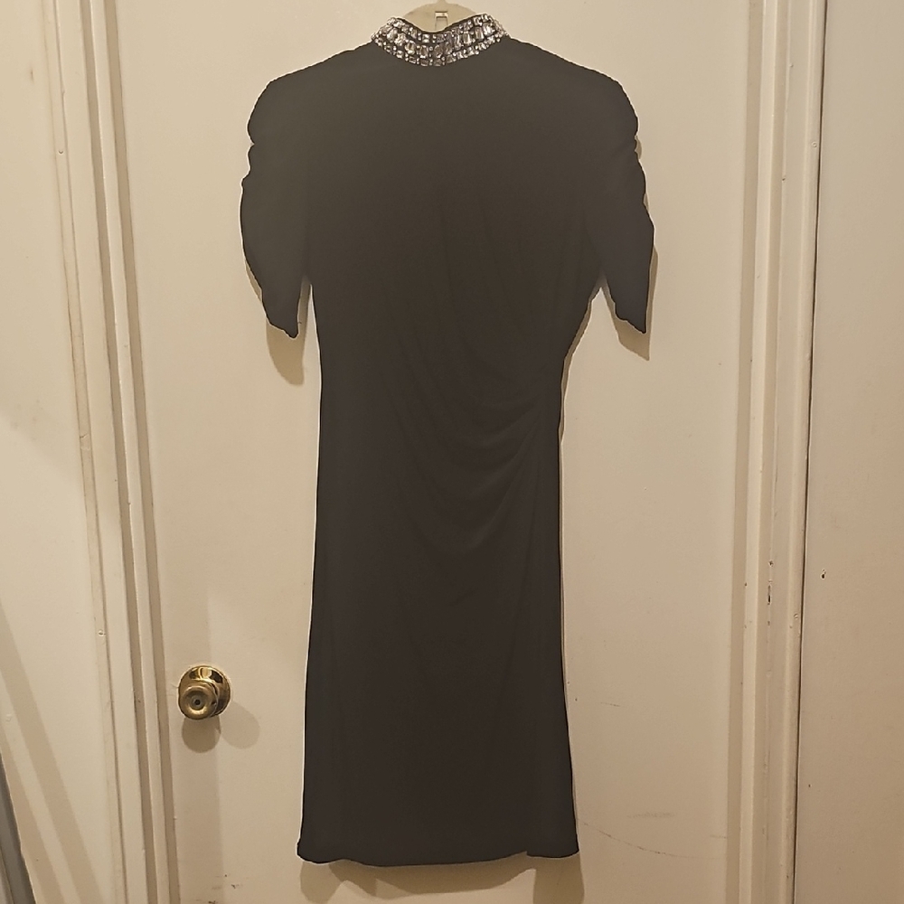 Boston Proper Black Dress with Embellished Collar